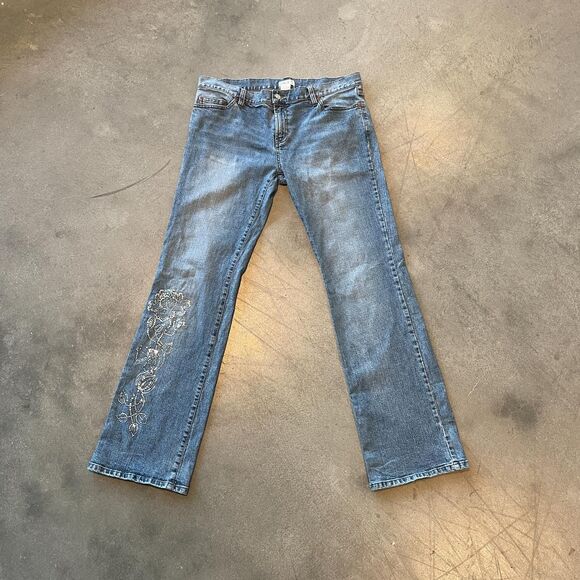 Metro 7 y2k light wash bedazzled straight leg Jeans size 12 - Picture 1 of 4